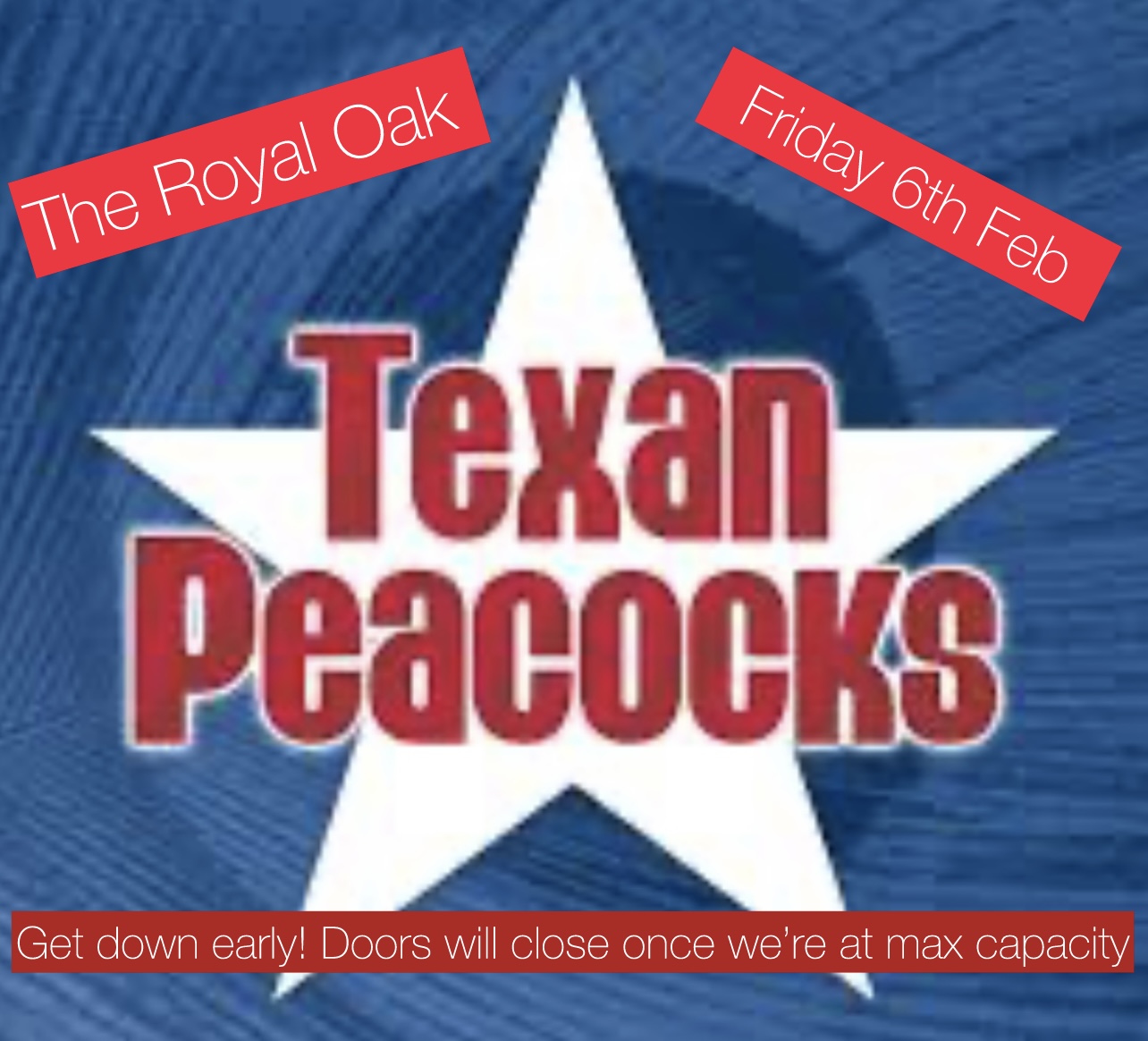 Featured image for “The Texan Peacocks at the Oak, Friday 6th February”