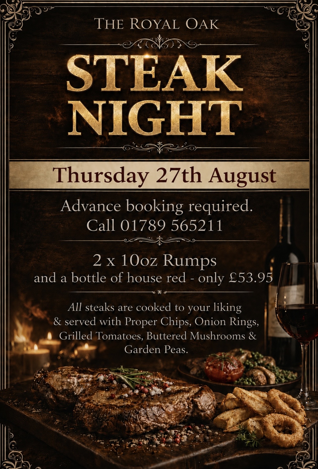 Featured image for “Steak night, Thursday 27th August”