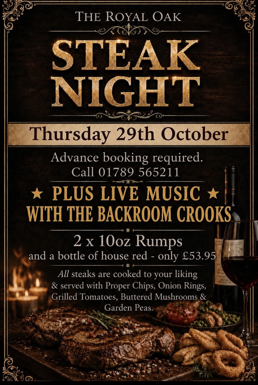 Featured image for “Steak Night, Thursday 29th October”